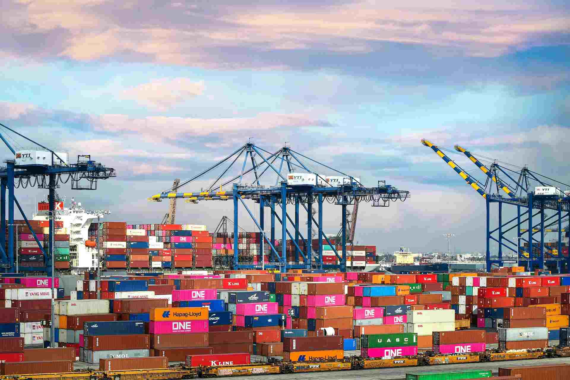 Sea containers in a harbor