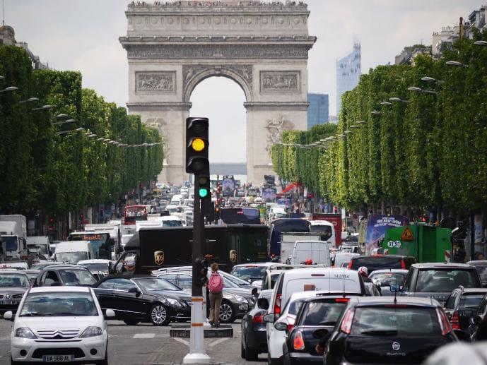 Parisian street with a lot of traffic