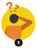 Pictogram of a person with question marks