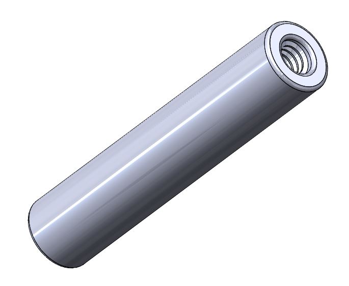 Round threaded sleeve M6 D10 L50 galvanised steel